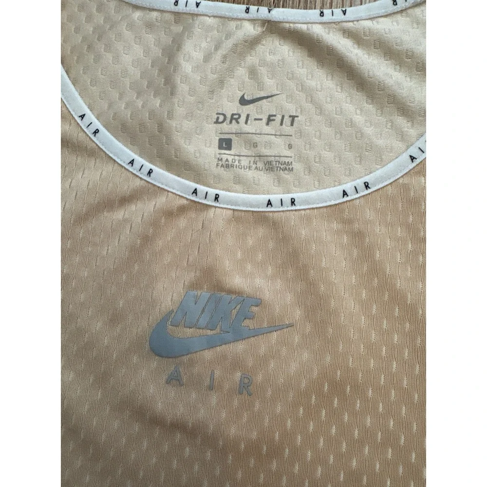 Nike Air Dri-FIT Women Tan Peach Cropped Running Top Large CU3102-805